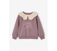 Sweat fille col claudine broderie anglaise mauve 4A