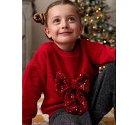 Sweat fille Noël noeud en sequins rouge 4A