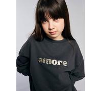 Sweat fille oversize inscription léopard anthracite 8A