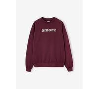 Sweat fille oversize inscription léopard bordeaux 10A