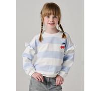 Sweat fille rayé manches à volants bleu pâle 4A