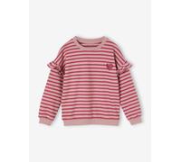 Sweat fille rayé manches à volants vieux rose 4A
