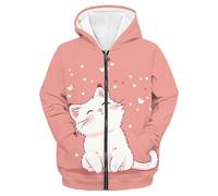 Sweat Fille, Sweat À Capuche Zippé pour Enfants avec Imprimés, Veste Décontractée en Polaire Douce pour Garçons Et Filles, Idéale pour Jouer Et Aller À L'École.