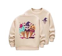 Sweat Garcon 10 Ans - Sweat À Capuche Chaud À Manches Longues Et Polaire pour Garçons Et Filles Chapeau De Sorcière Drôle d'halloween Jack Décontracté Épais Col Rond Vêtements (Khaki 3-4 Years)