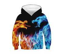 Sweat garçon 16 Ans,Teen Kids Boy Girl 3D Print Cartoon Pulls molletonnés avec des Hauts à Capuche de Poche Top Dentelle Noir (Black-11-12 Years)