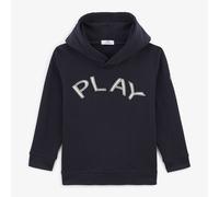 Sweat garçon à capuche play en molleton bleu foncé 8A