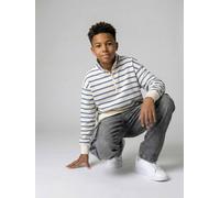 Sweat garçon col montant zippe rayé bleu 12A