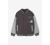 VERTBAUDET Sweat garçon Molleton Style Teddy Badge en bouclettes. Anthracite 4A