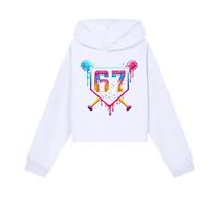 Sweat GarçOn,Pull Fille 10 Ans,Sweat à Capuche Court pour Filles avec imprimé Tendance, idéal pour Les vêtements décontractés et Les activités de Plein air. (White, 9-10 Years)