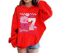 Sweat GarçOn,Vetement Enfant Garcon,Sweat à Capuche imprimé pour Enfants, idéal pour la Saint-Valentin, pour Filles et garçons. Sweat-Shirt en Polaire décontracté. (Red, 7-8 Years)