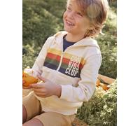 Sweat garçon zippé à capuche animation rayures beige chiné 12A