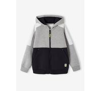 Sweat garçon zippé à capuche effet colorblock sport noir 5A