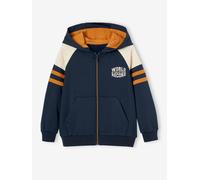 Sweat garçon zippé à capuche sport manches raglan noix de pécan 4A