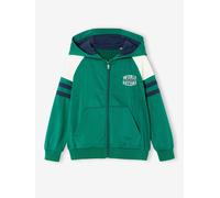 Sweat garçon zippé à capuche sport manches raglan vert 10A