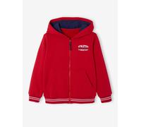 Sweat garçon zippé à capuche sport rouge 4A
