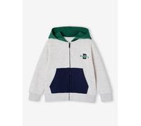 Sweat garçon zippéà capuche vert anglais 3A