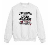 Sweat Gris Chiné Data Analyst J'peux pas | Pour Elle | Molleton Gratté 260 g/m² Col Rond Unisexe XS à 5XL | Pull Sweatshirt Hiver Quotidien | Idée Cadeau Informaticien Informaticienne Noël Départ