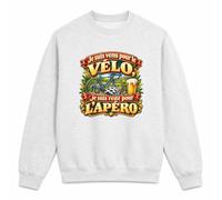Sweat Gris Chiné Je suis venu pour le vélo, je suis resté pour l'apéro | Molleton Gratté 260 g/m² Col Rond Unisexe XS à 5XL | Pull Sweatshirt Hiver Quotidien | Idée Cadeau Cycliste Noël Départ