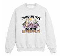Sweat Gris Chiné Juste une fille qui adore la spiritualité | Molleton Gratté 260 g/m² Col Rond Unisexe XS à 5XL | Pull Sweatshirt Hiver Quotidien | Cadeau Âme Spirituelle Homme Femme Anniversaire Noël