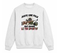 Sweat Gris Chiné Juste une fille qui adore le tir sportif | Molleton Gratté 260 g/m² Col Rond Unisexe XS à 5XL | Pull Sweatshirt Hiver Quotidien | Cadeau Tireuse Homme Femme Anniversaire Noël