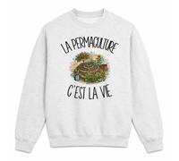 Sweat Gris Chiné La permaculture c'est la vie | Molleton Gratté 260 g/m² Col Rond Unisexe XS à 5XL | Pull Sweatshirt Hiver Quotidien | Cadeau Permaculteur Permacultrice Homme Femme Anniversaire Noël