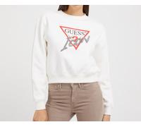 Sweat Guess En Coton Fleece Col Rond Regular W3YQ14KB681 G012 Blanc