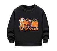Sweat Halloween Enfant à Manches Longues, Sweat à capuche pour filles et garçons vêtements d'automne et hiver polaire épais décontracté imprimé citrouille Halloween col rond manches longes chaud