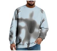 Sweat Halloween Homme sans Capuche Mode Sweatshirt Manche Longue Col Rond Imprimé Squelette, Sweat-Shirt Automne Hiver Citrouille Chat Noir Halloween Graphique Impression Sweatshirt Costumes