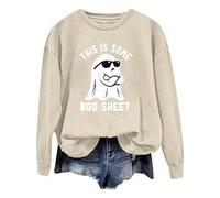 Sweat Halloween Sweat-Shirt Femme Citrouille, Citrouille Gothique Col Ras du Cou Fluide Chic Manches Longues Effrayant Tendance Chauve-Souris Oversize Coupe Ample Élégant Sweatshirts Indoor Fête