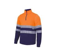 Sweat haute visibilité VELILLA zippé bicolore orange/navy - bandes réfléchissantes, mixte S