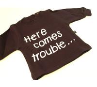 Sweat Here comes Trouble Bleu marine 0-6 mois