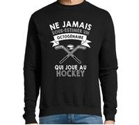 Sweat - Hockey - ne jamais sous-estimer un Octogénaire - Noir - Homme - Adulte S