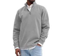 Sweat Homme À Capuche 1/4 Zippé Automne Hiver Veste Sweatshirts Sport Classique Mode Léger Hoodie Hood Couleur Unie Manches Longues Pull-Over Pullover Grande Taille Vêtements Avec Poche