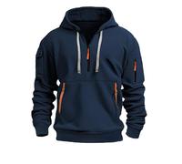 Sweat Homme à Capuche,Sweatshirts Homme à Manches Longues,Veste Capuche Homme Automne Et Hiver, Hoodies Vintage Demi-Fermeture éclair, Vêtements De Travail Multi-poches,survetement Homme De Jogging