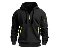 Sweat Homme à Capuche,Sweatshirts Homme à Manches Longues,Veste Capuche Homme Automne Et Hiver, Hoodies Vintage Demi-Fermeture éclair, Vêtements De Travail Multi-poches,survetement Homme De Jogging