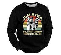 Sweat Homme Automne Et Hiver Sweat Homme Sans Capuche Col Rond Avec Imprimé À Manche Longues Couleur Pure Pulls De Sport Casual Coupe Ample Pulls Sans Capuche Les Cent Mode Doux Sweatshirt Haut