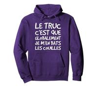 Sweat Homme avec Capuche Humour Je M'en Bats Les Couilles Sweat à Capuche, Unisexe pour Adultes, Violet, S