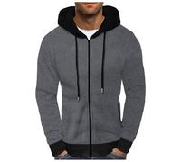 Sweat Homme capuche Zippé Polaire Rétro Décontracté Sweats Hommes Manche Longue Coton Sport Confort Veste Automne Hiver Tricoté Chaud Ajustée Hoodie Running Sweat Capuche Sous Armure (Dark Gray, L)
