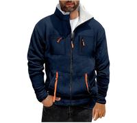 Sweat Homme en Polaire Manches Longues Uni Manteau Zippé Sweatshirts Fermeture Peluche Veste Pas Chapeau Poches Manteau Doublé Sweatshirt Vestes Décontractées de Tous Les Jours Blouson Hiver Chaud