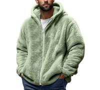 Sweat Homme Grande Taille Décontracté Bloc de Couleur Zippé Sweat à Capuche Ample Blouse Chaud Manteau Hiver Blouse Slim Décontracté Couleur Unie Manteau Doux Manches Longues, Vert clair., XL