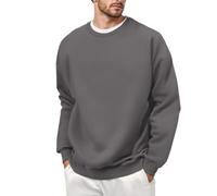 Sweat Homme Grande Taille, Sweat Homme sans Capuche Col Rond Décontracté Couleur Unie Coupe Ample Confortable Pullover Chic Tempérament Passe-Partout Sweatshirt Automne Hiver Sport Hoodie