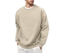 Sweat Homme Grande Taille, Sweat Homme sans Capuche Col Rond Décontracté Couleur Unie Coupe Ample Confortable Pullover Chic Tempérament Passe-Partout Sweatshirt Automne Hiver Sport Hoodie