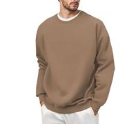 Sweat Homme Grande Taille- Sweat sans Capuche Col Rond Décontracté Couleur Unie Coupe Ample Confortable Pullover Chic Tempérament Passe-Partout Sweatshirt Automne Hiver Sport Hoodie