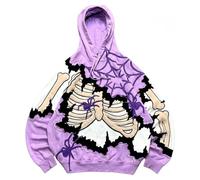Sweat Homme Halloween À Capuche Imprimé Lune Chauve-Souris Pull Casual | Silhouette Mystique Mettant En Scène L'Obscurité Et Les Créatures De La Nuit Avec Une Superbe Finesse D'Impression