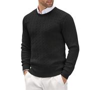 Sweat Homme Manches Longues Col Rond Tricoté Tops Homme La Nouvelle Élasticité Lose Pulls en Maille pour Homme Unicolore Classique All-Match Manteau Tricot Homme F-Black M