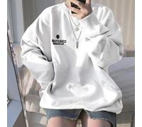 Sweat Homme Manches Longues Coupe Large Sweat Homme Manches | pour Coupe loose fit décontractée, idéale pour un style urbain relax et un mouvement libre au quotidien(White XXL)