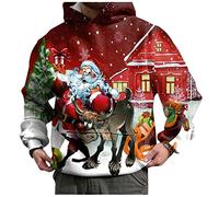 Sweat Homme Noel Pull Camionneur Sweat Chaud Hiver, Pulls Coupe Ample Confortable Homme Sweats À Capuche Impression 3D Noël À Manches Longues Atmosphère De Christmas Famille