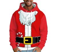 Sweat Homme Noel Pull Grande Taille Sweat Hiver Chaud, Pulls Homme Atmosphère De Christmas Famille Sweats Noël À Capuche Impression 3D Coupe Ample Confortable À Manches Longues