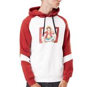 Sweat Homme One Piece, Sweat a Capuche Homme Luffy, Confortable et Chaud, Rouge Taille M