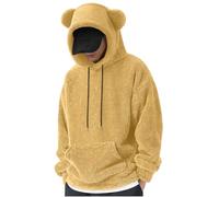Sweat Homme Pilou Pilou Pull Homme à Capuche en Polaire Peluche Sweat Moumoute Fourrure Pull Homme Laine Loisirs Sweatshirts Homme mi Saision Hoodie Léger Sweats à Capuche Homme pour Printemps Automne